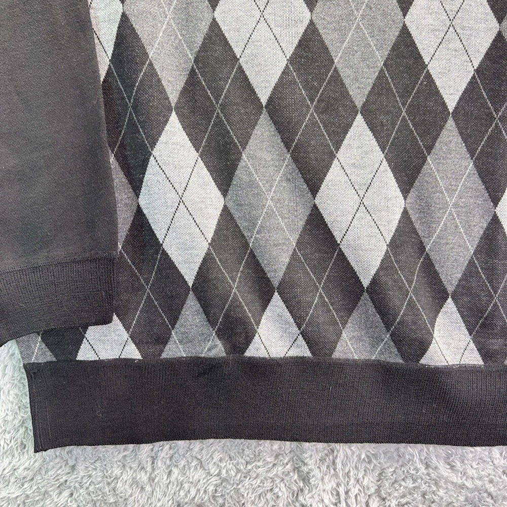 NWT VTG Sahara Club Acrylic Diamond Plaid HipHop Knit Sweater Black Men 3X - Picture 6 of 16